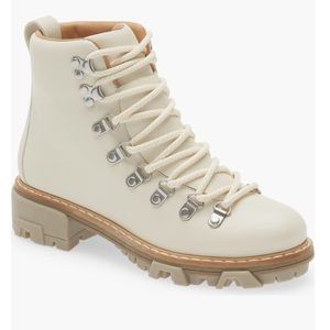 Rag & Bone Shiloh Hiker Booties Hiking Boots 9 39 Lace up Cream Leather New Box